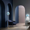 Piantana-Contemporanea-Horo-Metallo-Ottone-Vetro-Azzurro-Led-14,4W