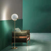 Piantana-Contemporanea-Horo-Metallo-Ottone-Vetro-Trasparente-Led-14,4W