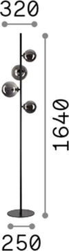 Piantana-Contemporanea-Perlage-Metallo-Nero-4-Luci-G9-3W-3000K-Luce-Calda
