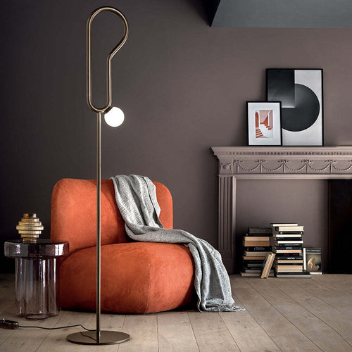 Piantana-Contemporanea-Visio-Orecchio-Metallo-Marrone-Vetro-Led-6,5W