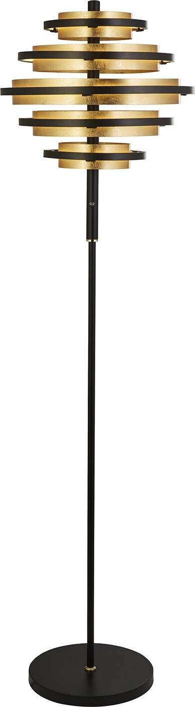 Piantana-Contemporaneo-Alveare-Acciaio-Nero-Alluminio-Ottone-Led-34W-2700K