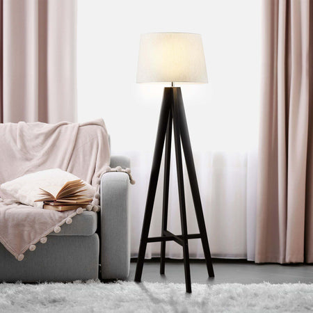Piantana-Contemporaneo-Easel-Legno-Marrone-Tessuto-1-Luce-E27