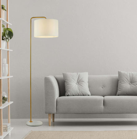 Piantana-Contemporaneo-Gallow-Marmo-Bianco-Metallo-Oro-Tessuto-Bianco-1-Luce-E27