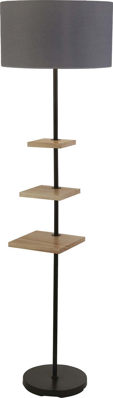 Piantana-Contemporaneo-Norfolk-Legno-Marrone-Tessuto-Grigio-1-Luce-E27