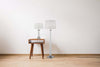 Piantana-Contemporaneo-Pedestal-Acciaio-Argento-Vetro-Bianco-1-Luce-E27