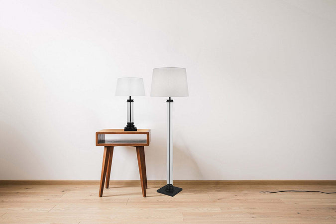 Piantana-Contemporaneo-Pedestal-Acciaio-Nero-Vetro-Bianco-1-Luce-E27