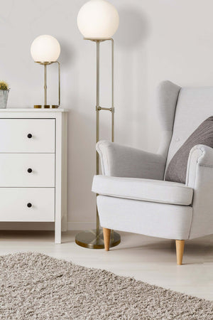 Piantana-Contemporaneo-Sfera-Acciaio-Ottone-Vetro-Bianco-1-Luce-E27