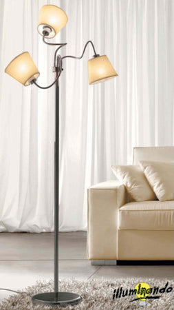 Piantana-Illuminando-SOFT-TE-3-E27-LED-lampada-terra-paralume-pergamena-bracci-flessibili-classica-interni