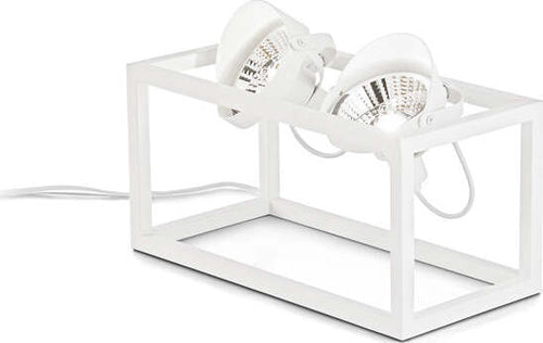 Piantana-Industrial-Minimal-Audio-Metallo-Bianco-2-Luci-Gu10-10W-3000K-H19Cm