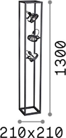 Piantana-Industrial-Minimal-Audio-Metallo-Nero-3-Luci-Gu10-10W-3000K-H130Cm
