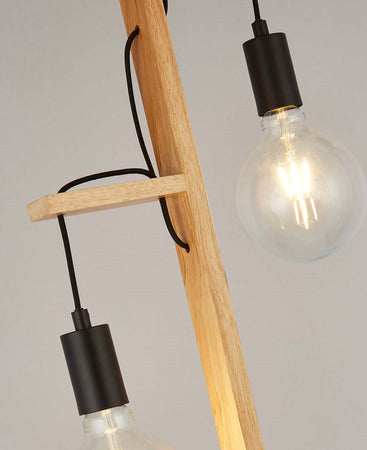 Piantana-Industrial-Nordico-Tribeca-Acciaio-Marrone-Legno-Nero-2-Luci-E27