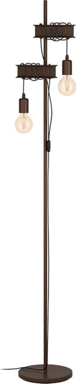 Piantana-Industrial-Townshend-4-2-Luci-Acciaio-Marrone-Invecchiato-E-Nero