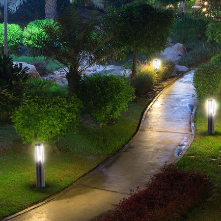 Piantana-LED-da-Giardino-45cm-con-Portalampada-E27-Vetro-FumE-Colore-Nero-IP44-V-TAC
