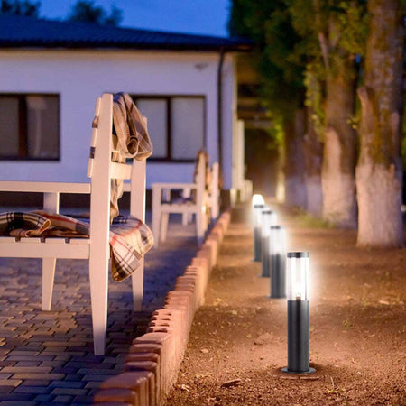 Piantana-LED-da-Giardino-45cm-con-Portalampada-E27-Vetro-FumE-Colore-Nero-IP44-V-TAC