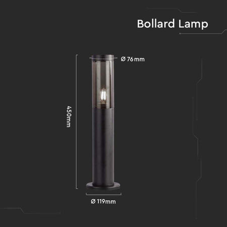 Piantana-LED-da-Giardino-45cm-con-Portalampada-E27-Vetro-FumE-Colore-Nero-IP44-V-TAC