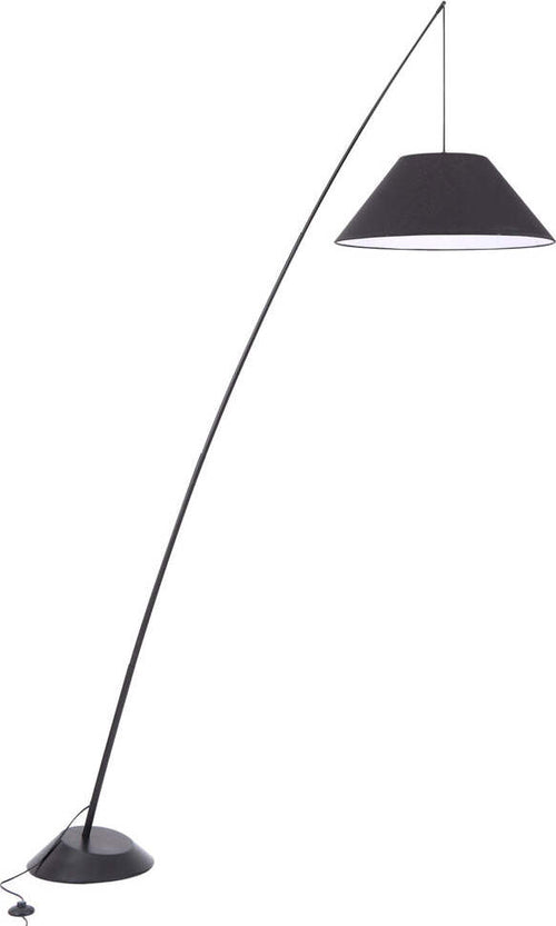 Piantana-Minimal-Campanula-Metallo-Nero-1-Luce-Con-Diffusore-In-Tessuto-Nero
