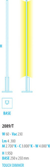 Piantana-moderna-fratelli-Braga-ELLE-2089-T-LED-touch-dimmer-metallo-lampada-terra