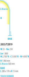 Piantana-moderna-Fratelli-Braga-TRACCIA-2053-T2-B19-10-LED-dimmerabile-metallo-metacrilato-lampada-terra