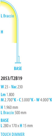 Piantana-moderna-Fratelli-Braga-TRACCIA-2053-T2-B19-10-LED-dimmerabile-metallo-metacrilato-lampada-terra