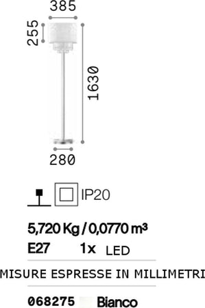 Piantana-moderna-Ideal-Lux-OPERA-PT1-068275-E27-LED-metallo-PVC-cristallo-lampada-terra
