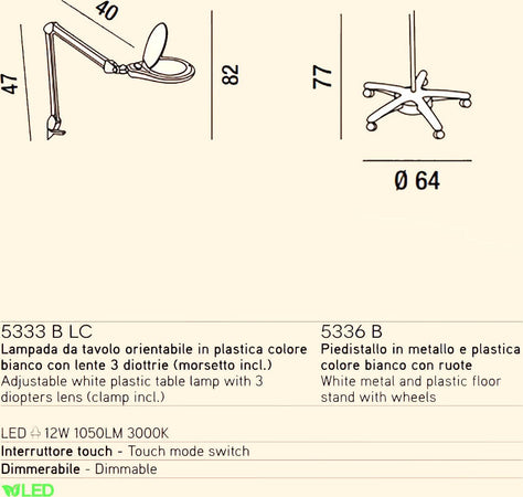 Piantana-moderna-Perenz-CLOSE-5333-B-LC+5336-B-LED-lampada-terra-dimmerabile-touch-orientabile