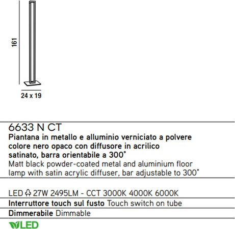Piantana-moderna-Perenz-SWAY-6633-CT-LED-dimmerabile-orientabile-basculante