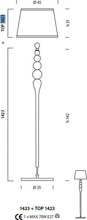 Piantana-moderna-Sylcom-CAROLA-1423-+-TOP-E27-LED-vetro-murano-lampada-terra