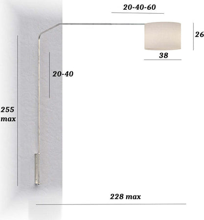 Piantana-parete-arco-moderna-Top-Light-SLOPE-1188-B7-E27-LED-metallo-tessuto-lampada-braccio-parete