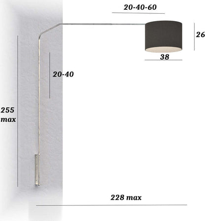 Piantana-parete-arco-moderna-Top-Light-SLOPE-1188-B7-E27-LED-metallo-tessuto-lampada-braccio-parete