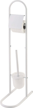 PIANTANA PORTA ROTOLO CON SCOPINO DA BAGNO METALLO LUCIDO BIANCO BAGNO WC 80 CM  Trade Shop italia - Napoli, Commerciovirtuoso.it