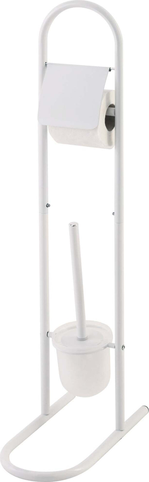 PIANTANA PORTA ROTOLO CON SCOPINO DA BAGNO METALLO LUCIDO BIANCO BAGNO WC 80 CM  Trade Shop italia - Napoli, Commerciovirtuoso.it