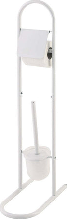 Piantana-Porta-Rotolo-Con-Scopino-Da-Bagno-Metallo-Lucido-Bianco-Bagno-Wc-80-Cm