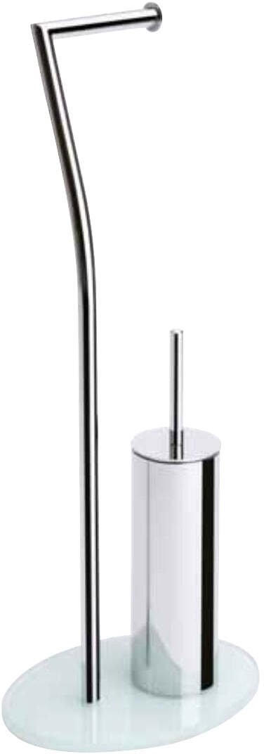 Piantana porta rotolo con scopino wc in metallo e vetro