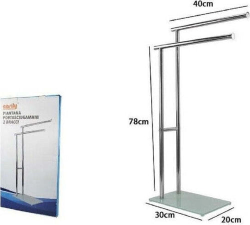 Piantana-Portasciugamani-Arredo-Bagno-2-Bracci-Metallo-Cromato-Base-Vetro-59967