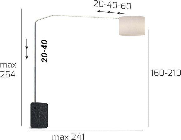 Piantana-terra-arco-moderna-Top-Light-SLOPE-1188-B2-E27-LED-metallo-tessuto-lampada-terra
