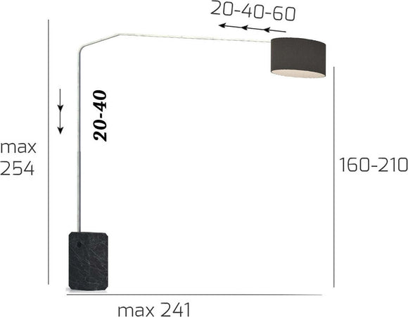 Piantana-terra-arco-moderna-Top-Light-SLOPE-1188-B2-E27-LED-metallo-tessuto-lampada-terra
