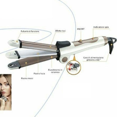 Piastra Ceramica Arricciacapelli 3in1 Acconciatura Ricci Mossi Lisci Hairstyle Bellezza/Cura dei capelli/Strumenti per lo styling/Arricciacapelli Trade Shop italia - Napoli, Commerciovirtuoso.it