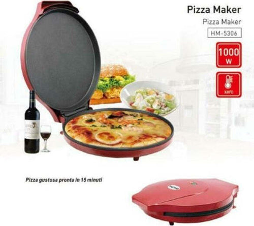 Piastra-Elettrica-Cuoci-Pizza-850/1000watt-Doppio-Riscaldamento-Cuoce-In-15-Min.