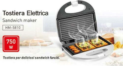 Piastra Elettrica Tostiera Per Toast 750 Watt Con Piastre Grill Antiaderenti Casa, arredamento e bricolage > Elettrodomestici > Fornelli Piastre e Bistecchiere Trade Shop italia - Napoli, Commerciovirtuoso.it