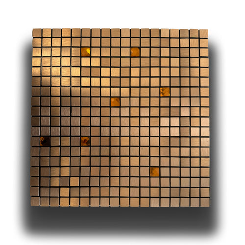 TOP! Piastrella autoadesiva in vero alluminio con inserti  in Vetro  30x30cm (sp. 3mm) color RAME - Eternal Parquet