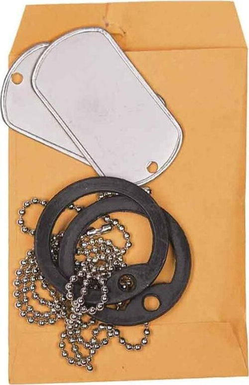 PIASTRINE-MILITARI-AMERICANE-DOG-TAGS-CON-CATENELLE-E-SILENZIATORI-NON-INCISE