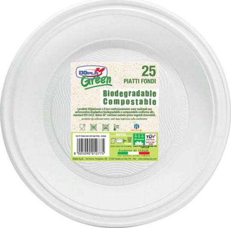 Piatti fondi biodegradabili - Mater-Bi - diametro 220 mm - avorio - Dopla - conf. 25 pezzi Casa e cucina/Stoviglie/Stoviglie monouso/Piatti Eurocartuccia - Pavullo, Commerciovirtuoso.it