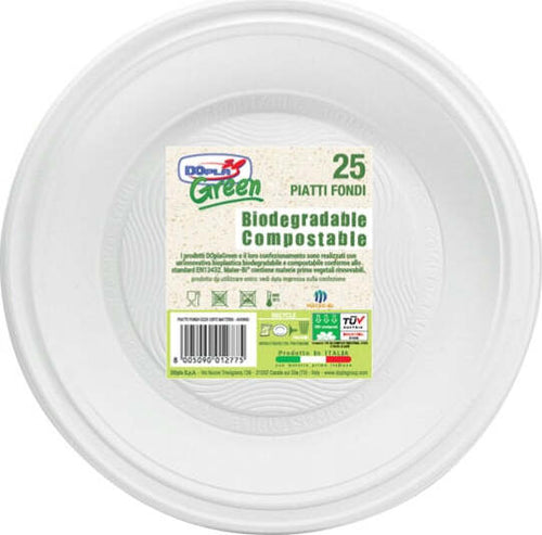 Piatti fondi biodegradabili - Mater-Bi - diametro 220 mm - avorio - Dopla - conf. 25 pezzi Casa e cucina/Stoviglie/Stoviglie monouso/Piatti Eurocartuccia - Pavullo, Commerciovirtuoso.it