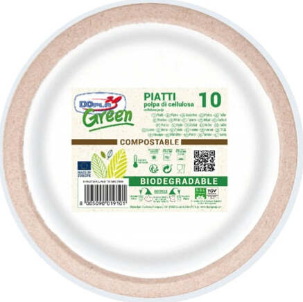 Piatti frutta Twin - in polpa - D 17 cm - Dopla Green - conf.10 pezzi Casa e cucina/Stoviglie/Stoviglie monouso/Piatti Eurocartuccia - Pavullo, Commerciovirtuoso.it