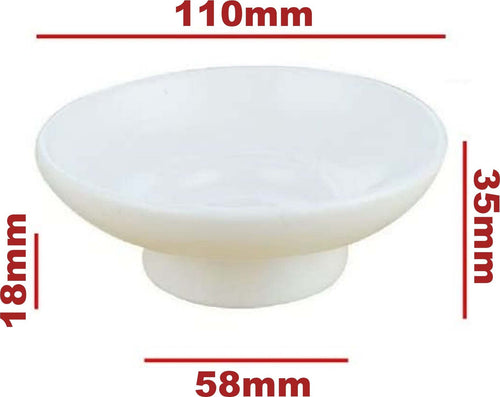 Piattino-Di-Ricambio-Porta-Sapone-In-Ceramica-Bianco-Tondo-Bagno-Accessori-59345