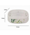 Piattino Per Sapone Porta Saponetta Decorato Fiori Foglie Accessorio Bagno 87056