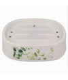 Piattino Per Sapone Porta Saponetta Decorato Fiori Foglie Accessorio Bagno 87056