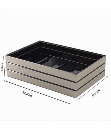 Piattino Porta Sapone Saponetta Argento A Righe Stile Moderno Arredo Bagno 10391