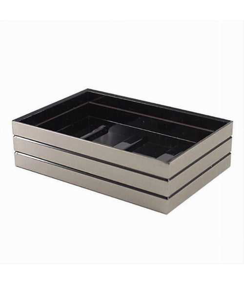 Piattino Porta Sapone Saponetta Argento A Righe Stile Moderno Arredo Bagno 10391