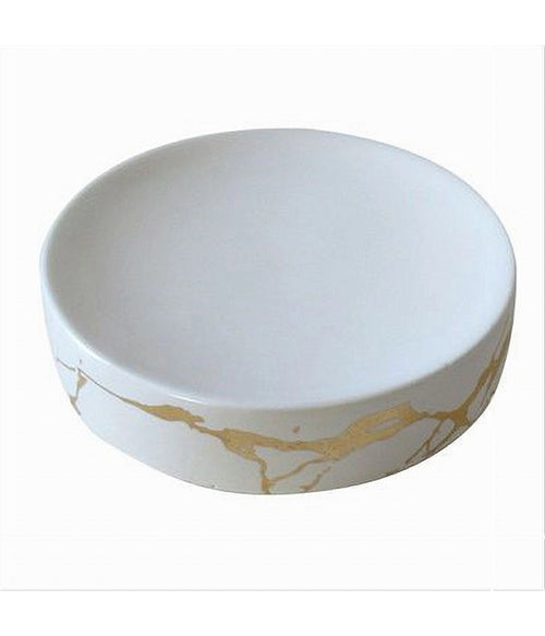 Piattino Porta Sapone Saponetta Bagno Accessorio Arredo Effetto Marmo Oro 59887